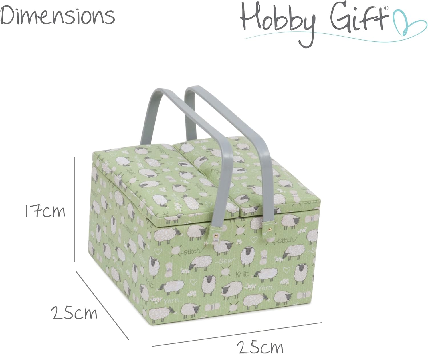 Hobby Gift: Sewing Box (L): Twin Lid: Square: Sheep: Item size: