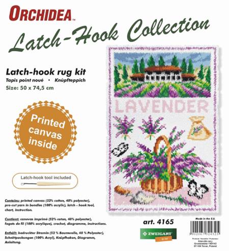 Lavender Latch Hook Rug Making Kit. Orchidea, 50x74cm