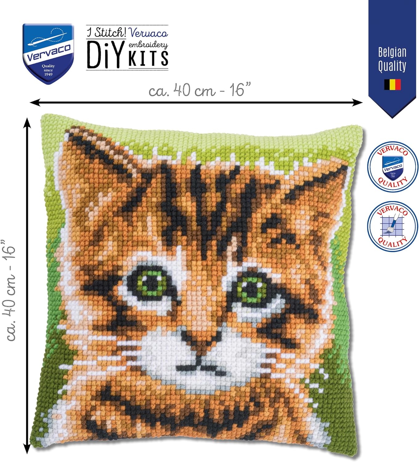 Kitten Chunky Cross Stitch Cushion Front Kit 40x40cm