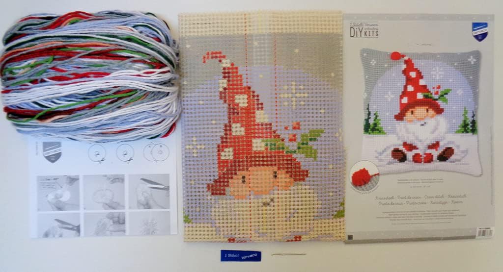 Gnome In The Snow Vervaco Chunky Cross Stitch Kit 40x40cm