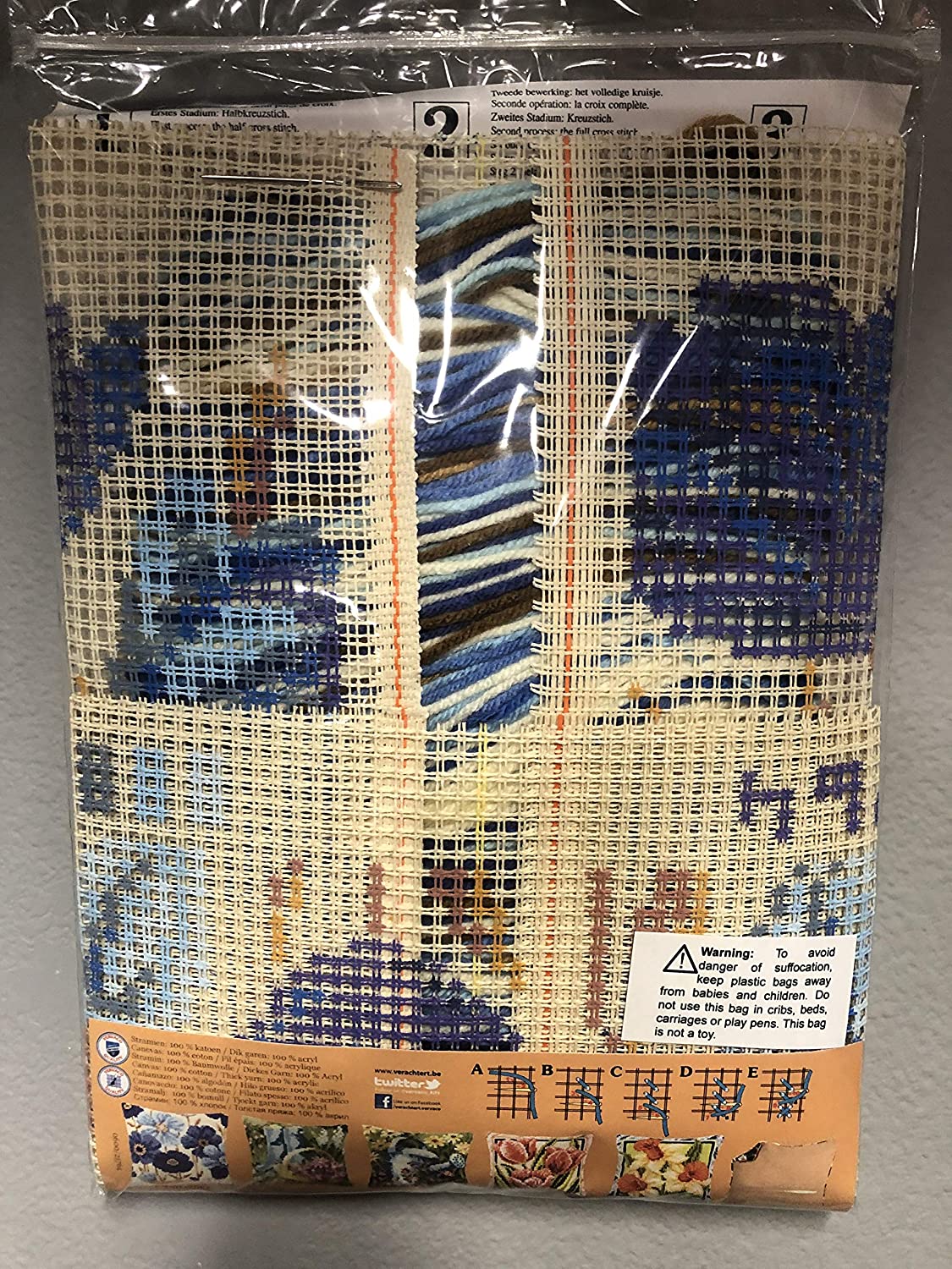 Blue Tulips Printed Chunky Cross Stitch Kit Vervaco