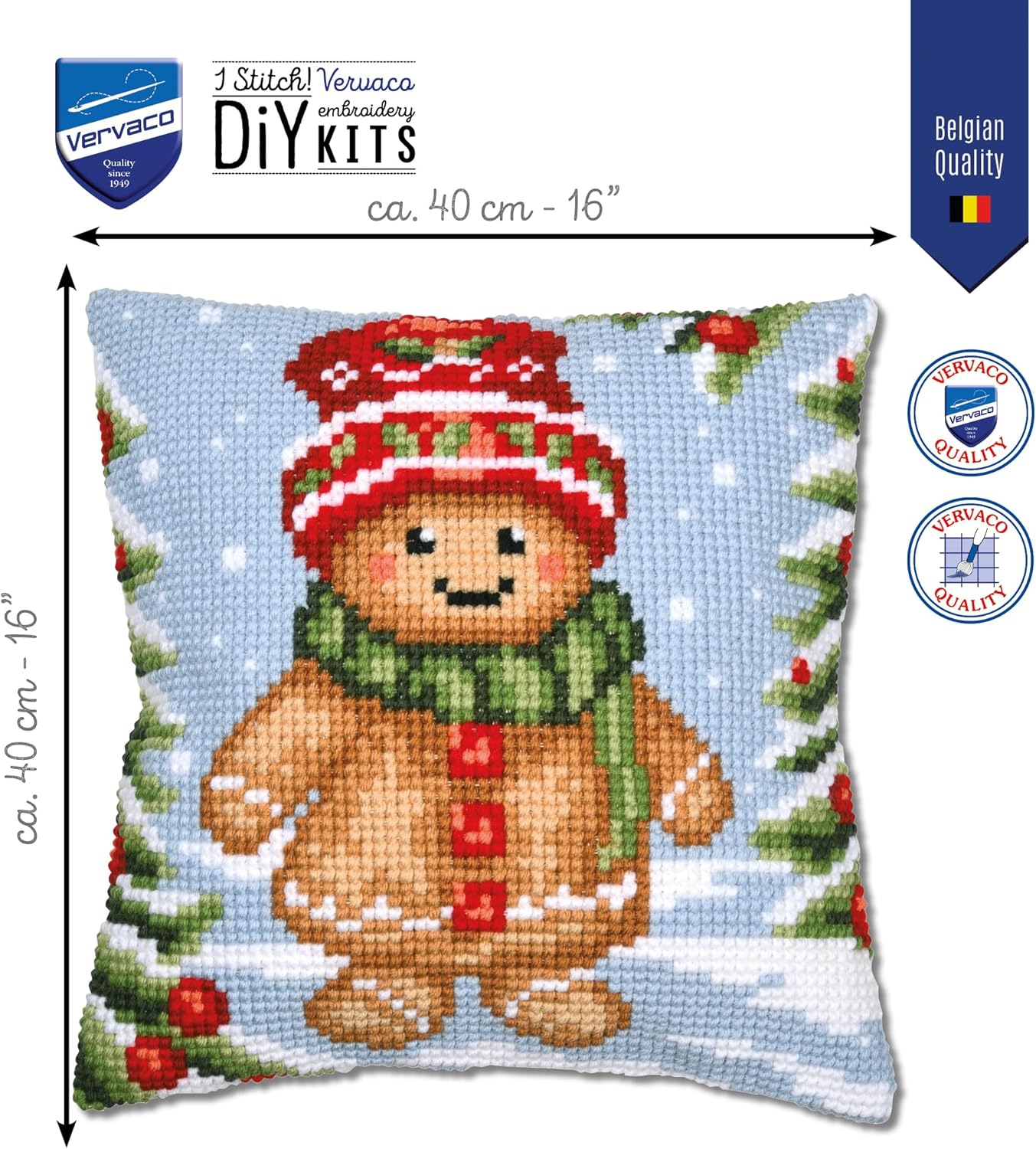 Gingerbread Man - Chunky Cross Stitch Kit 40x40cm