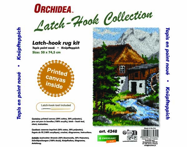 Watermill Latch Hook Rug Making Kit. Orchidea, 50x74cm