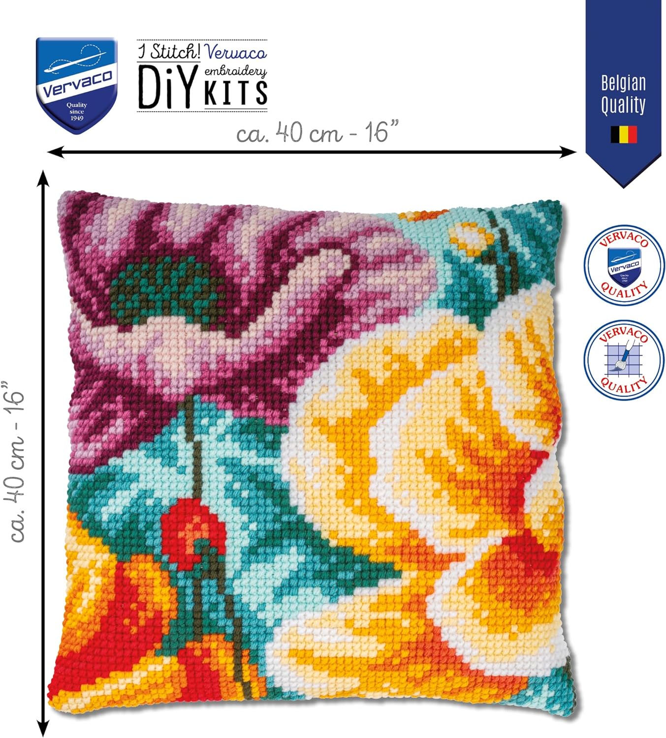 Poppies Chunky Cross Stitch Cushion Front Kit 40x40cm