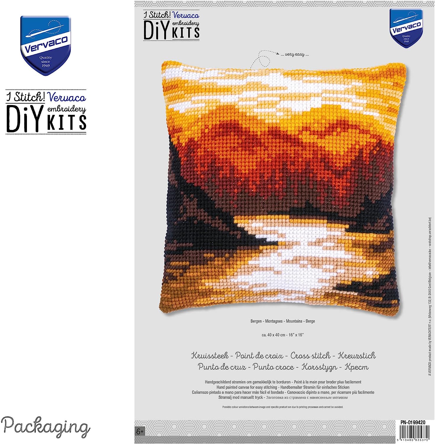 Chunky Cross Stitch Printed Cushion Front Kit Vervaco - Mountain