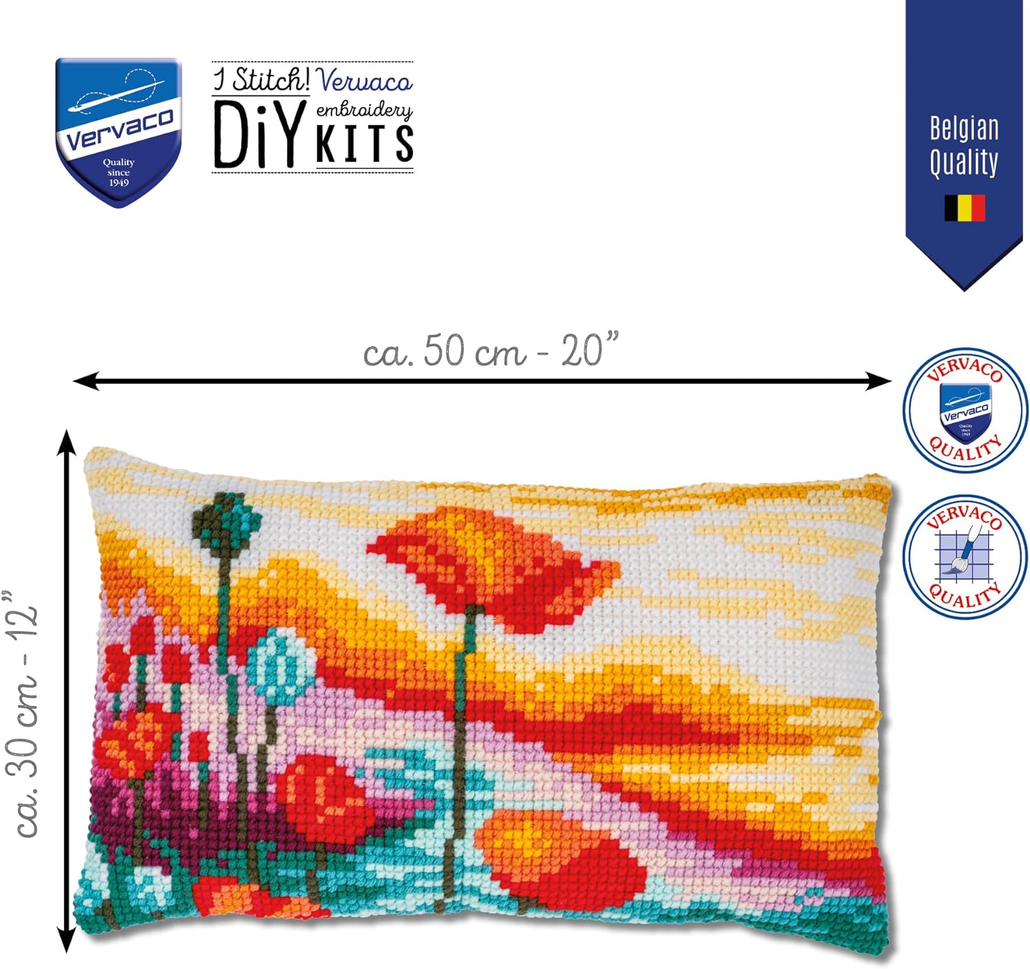 Poppy Landscape Chunky Cross Stitch Cushion Front Kit 50x30cm