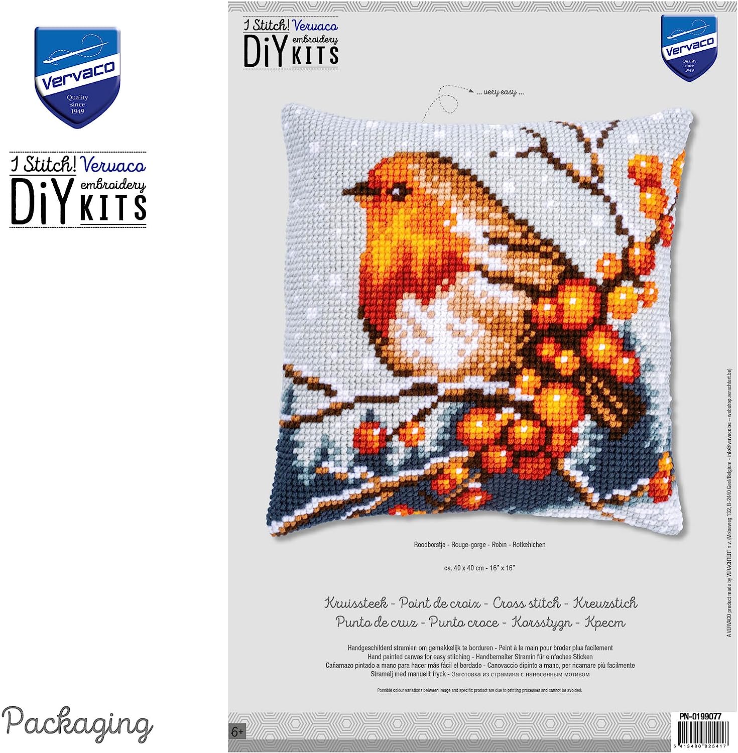 Chunky Cross Stitch Printed Cushion Front Kit Vervaco -Winter Ro