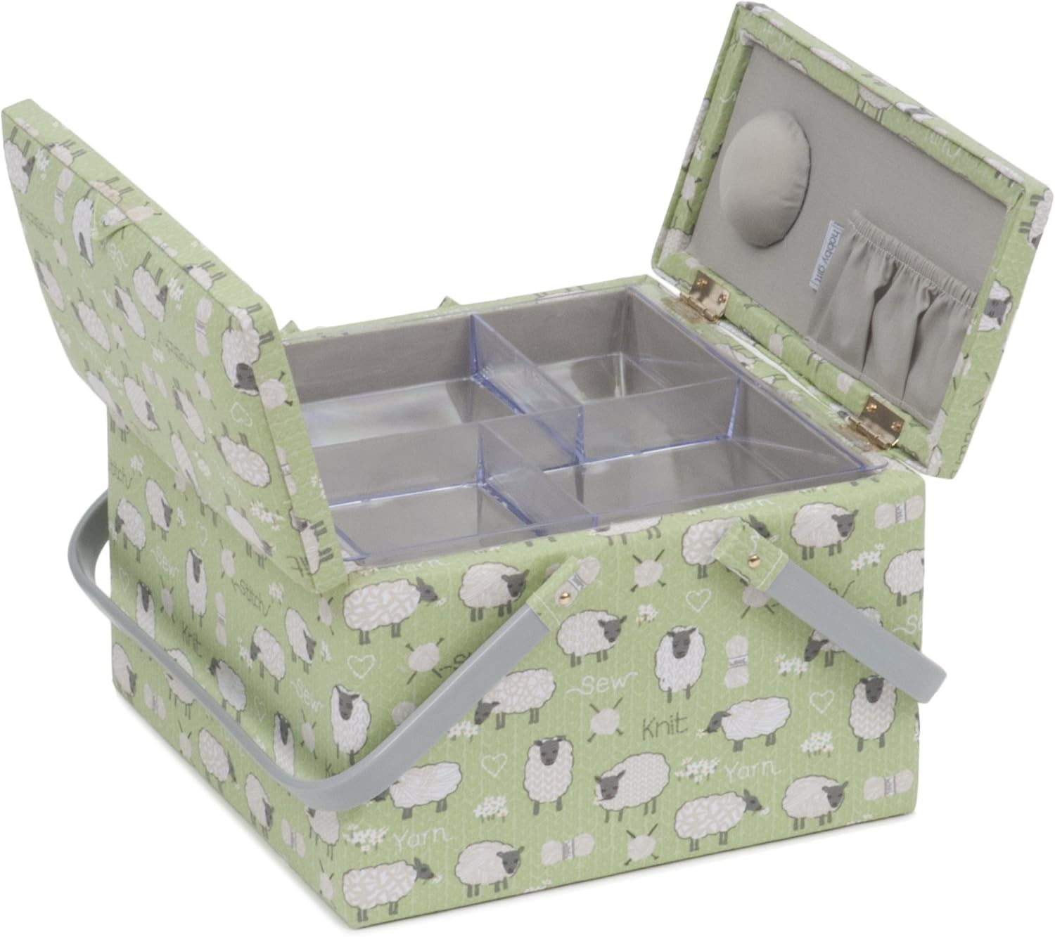 Hobby Gift: Sewing Box (L): Twin Lid: Square: Sheep: Item size:
