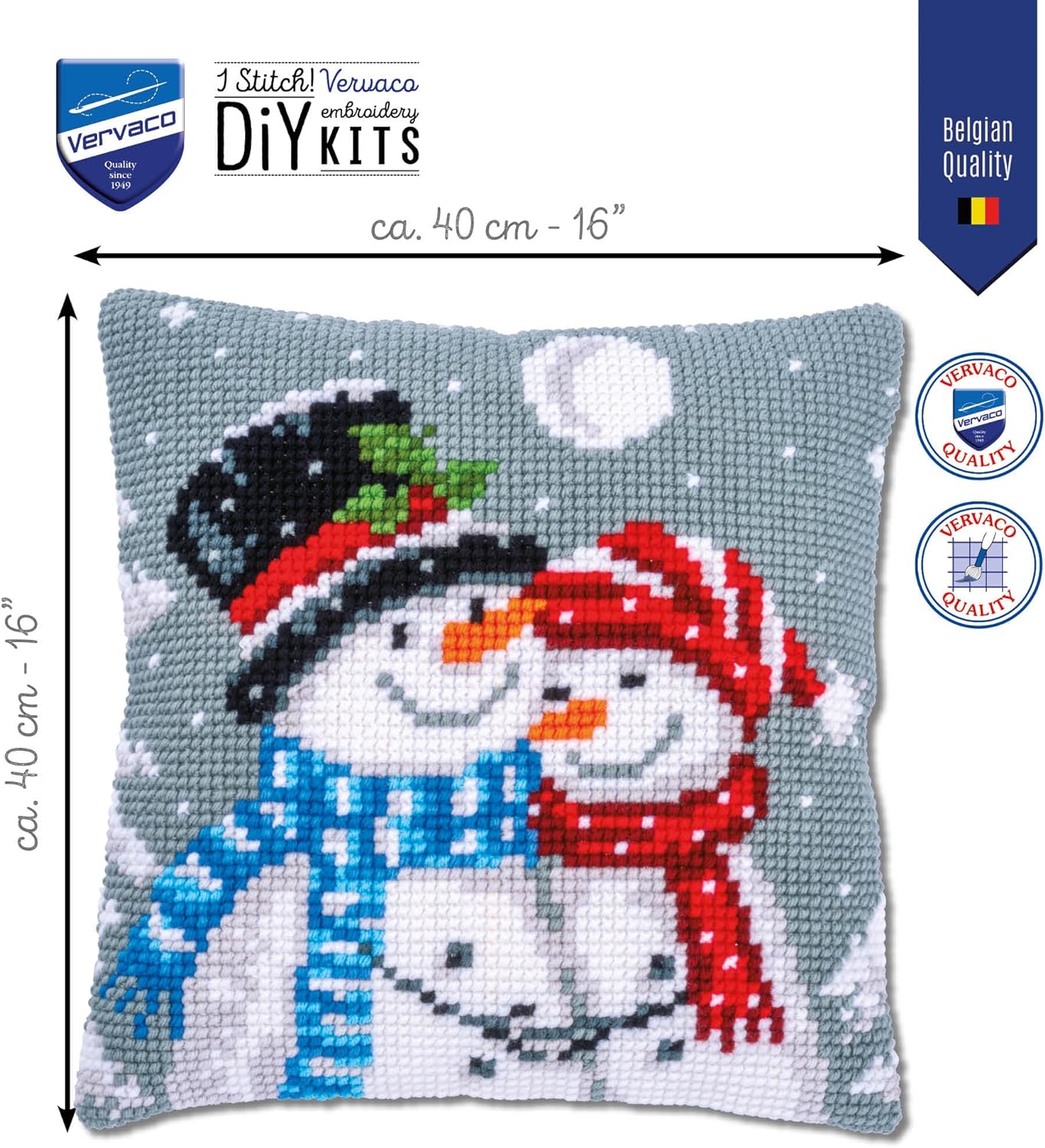 Snowmen Chunky Cross Stitch Cushion Front Kit
