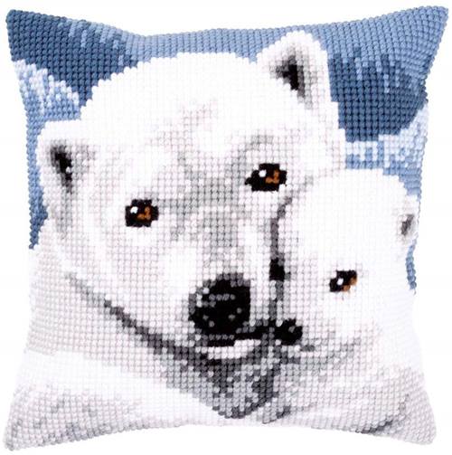 Polar Bear & Cub Chunky Cross Stitch Cushion Front Kit by Vervac