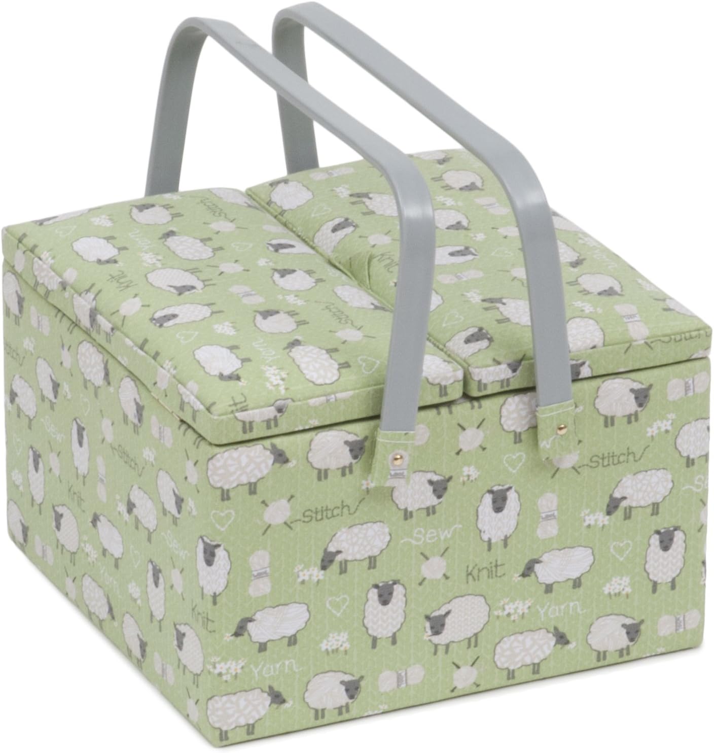 Hobby Gift: Sewing Box (L): Twin Lid: Square: Sheep: Item size: