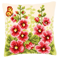 NEW Hollyhocks Chunky Cross Stitch cushion front Tape