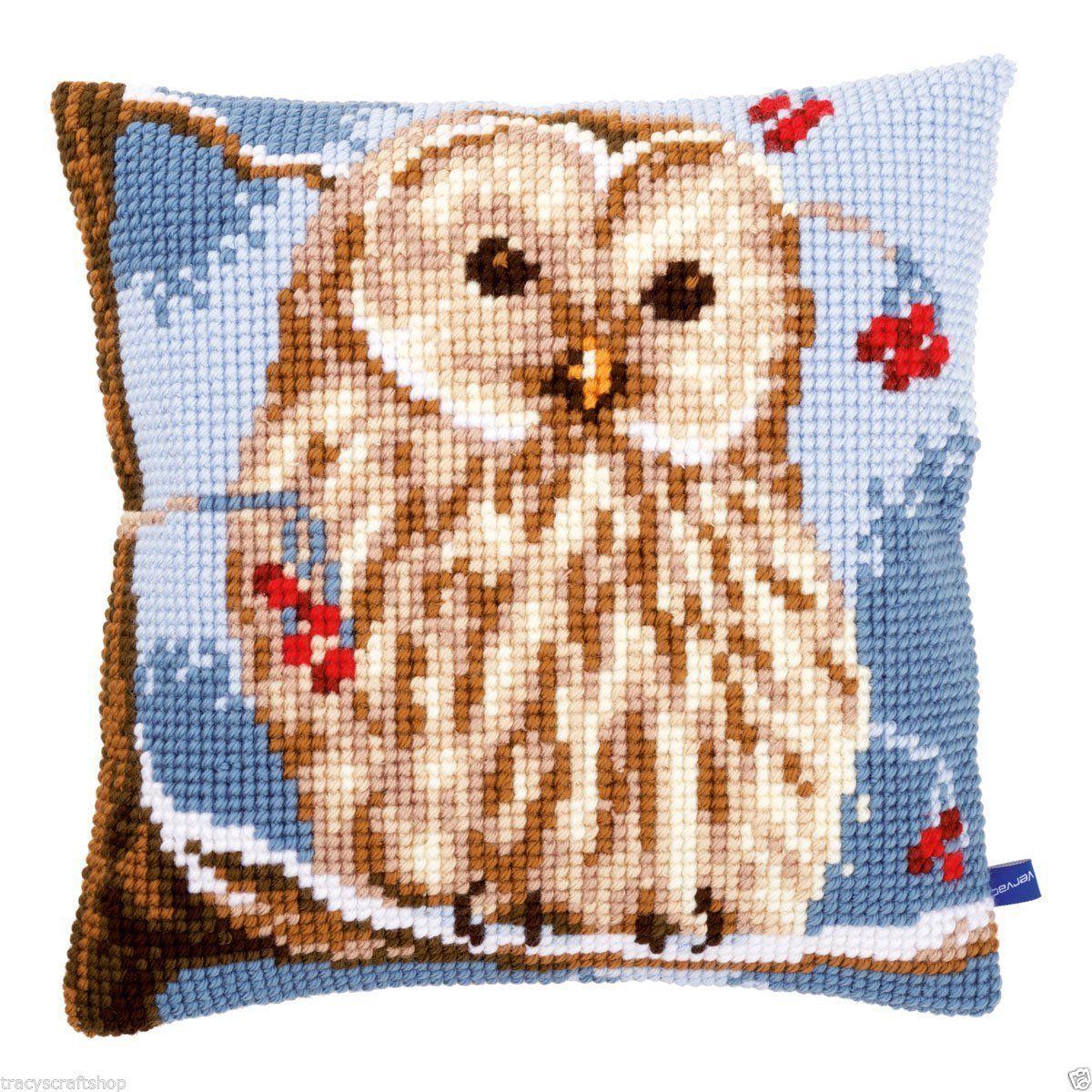 Winter Owl Chunky Cross Stitch Cushion Front Kit 40x40cm