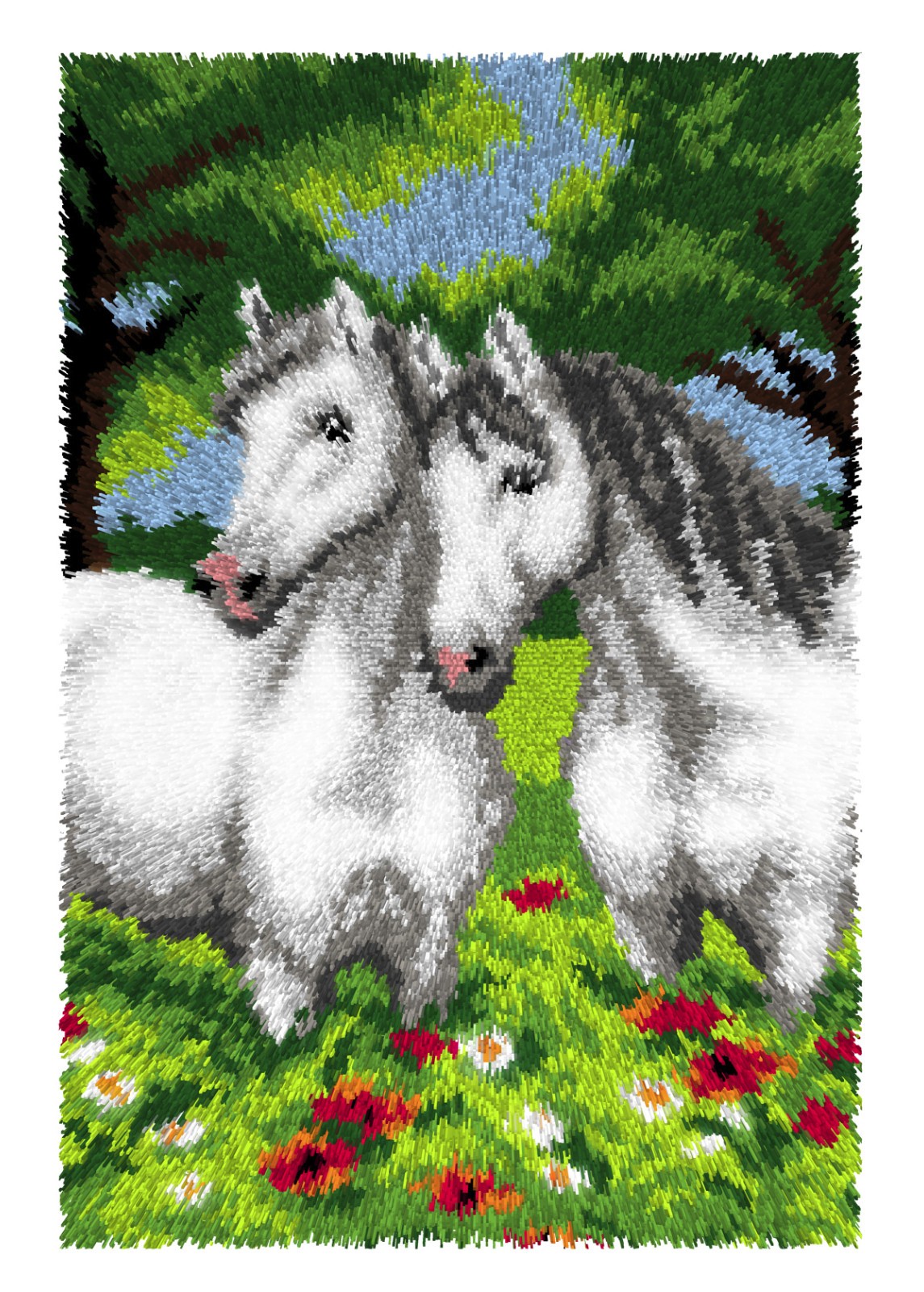 Grey Horses Latch Hook Rug Making Kit. Orchidea, 50x74cm Pr