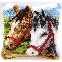 Bridled Ponies Latch Hook Cushion Front Kit Vervaco