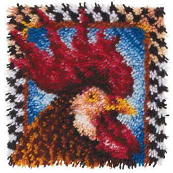 Rooster latch hook kit from Caron 12x12"