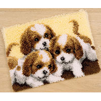 Three Puppies Latch Hook rug making kit. Vervaco