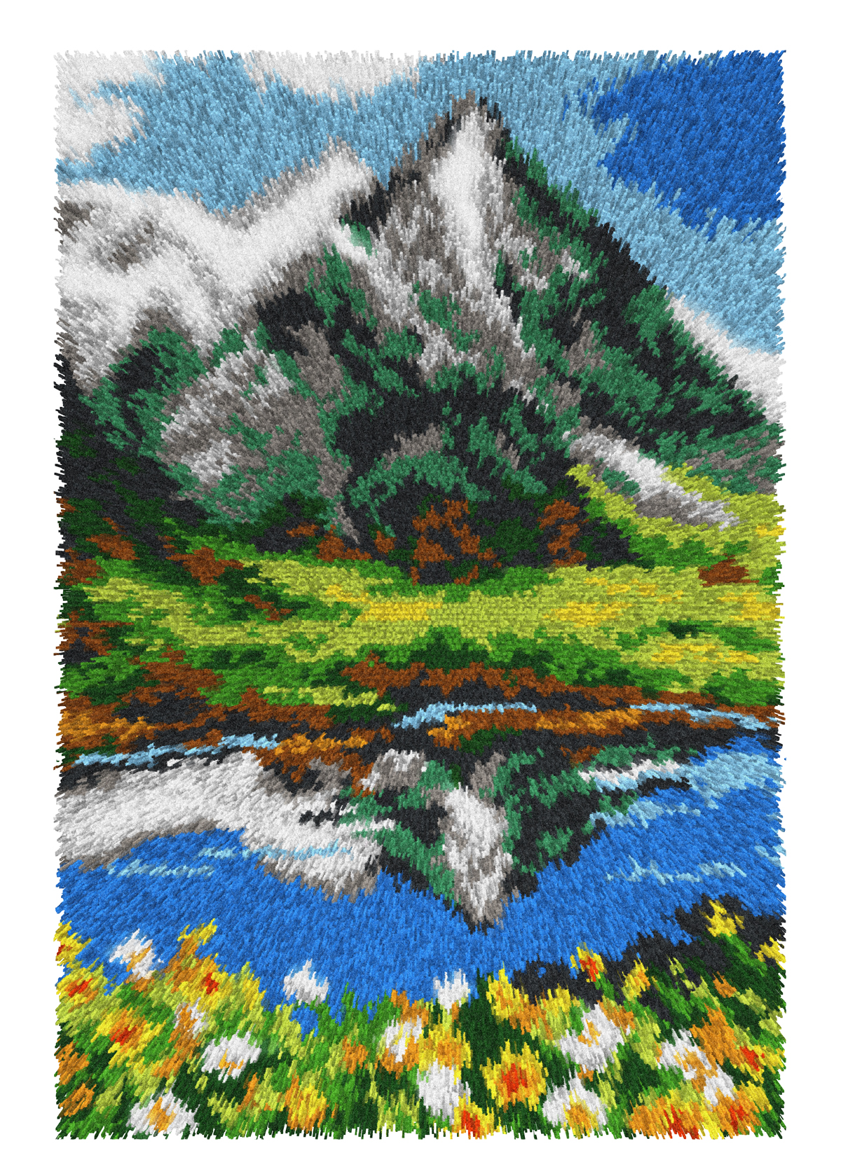 Mountains Latch Hook Rug Making Kit. Orchidea, 50x74cm Pr