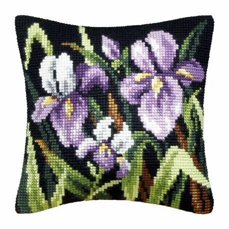Purple Irises Chunky Cross Stitch Cushion Front Kit 40x40cm