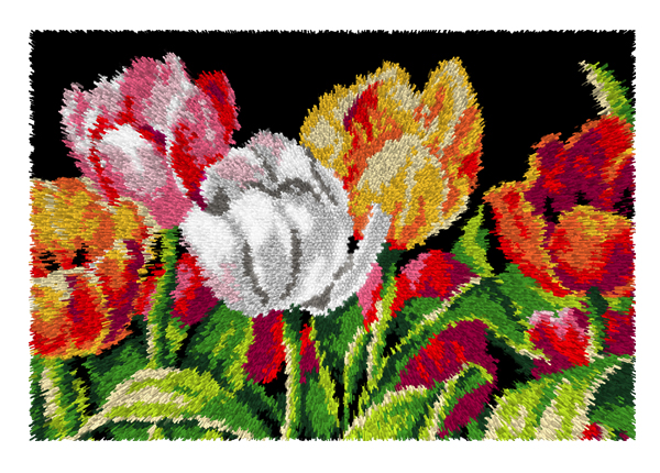 Tulips Latch Hook Rug Making Kit. Orchidea, 50x74cm