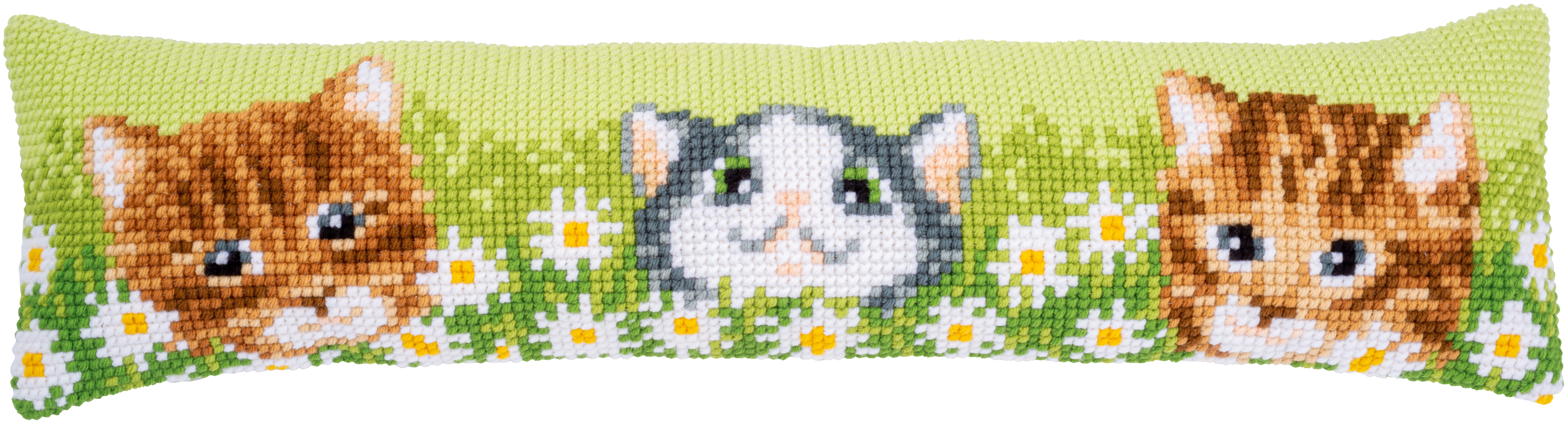 Cats Among Daisies Printed Chunky Cross Stitch Draft Excluder 32