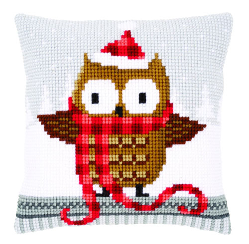 Santa Owl  Chunky Cross Stitch cushion Front Kit 139