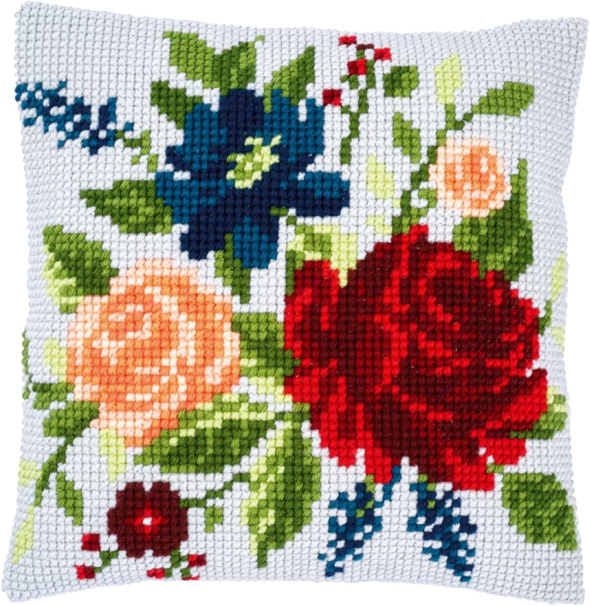 Peonies Chunky Cross Stitch Cushion Front Kit
