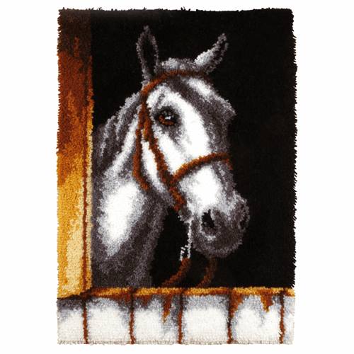 White Horse Head Latch Hook Rug Making Kit. Orchidea, 50x74cm
