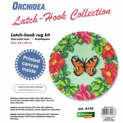 Butterfly  4174 Printed Latch Hook Kit 50x50cm Round