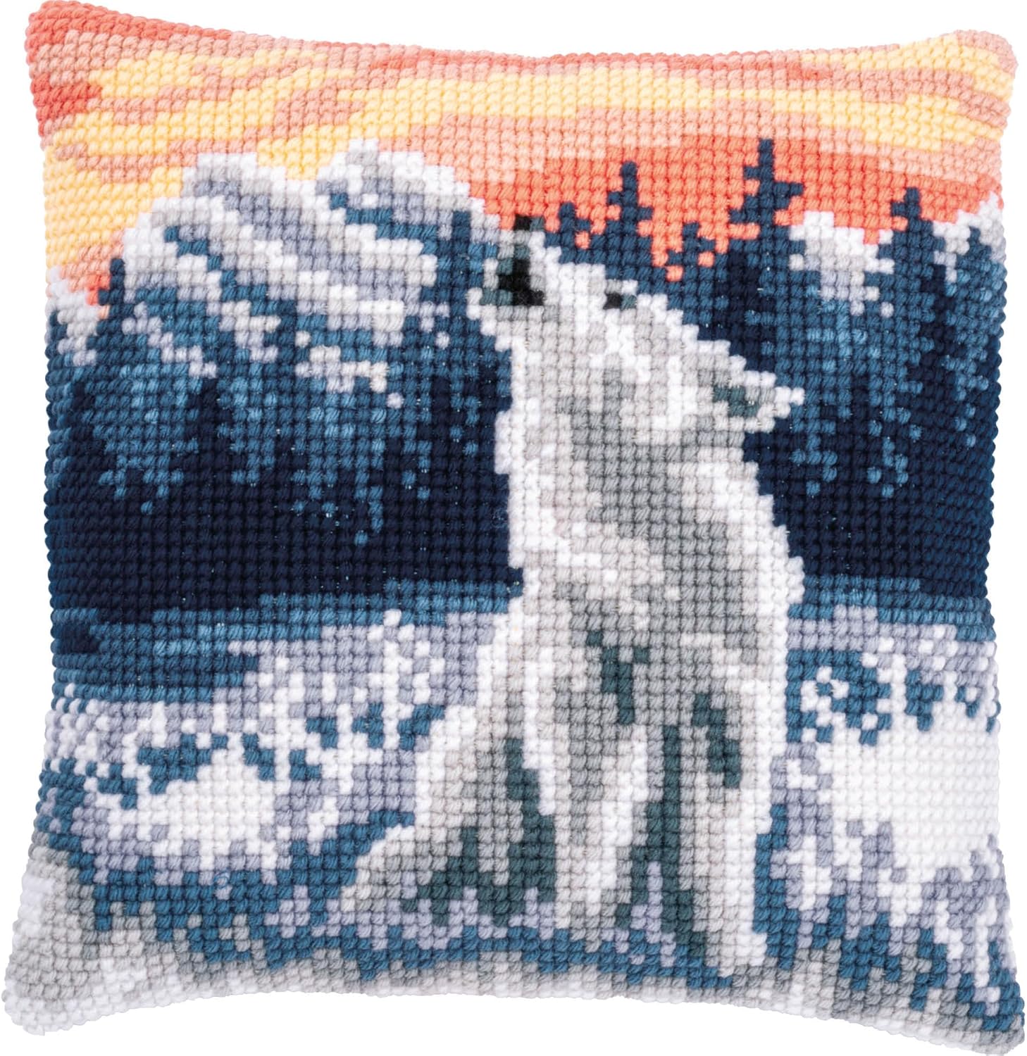 Wolf In Winter Chunky Cross Stitch Cushion Front Kit by Vervaco