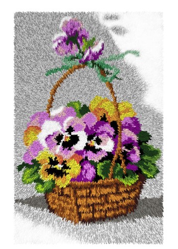 Pansy Basket Latch Hook Rug Making Kit. Orchidea, 50x74cm Pr