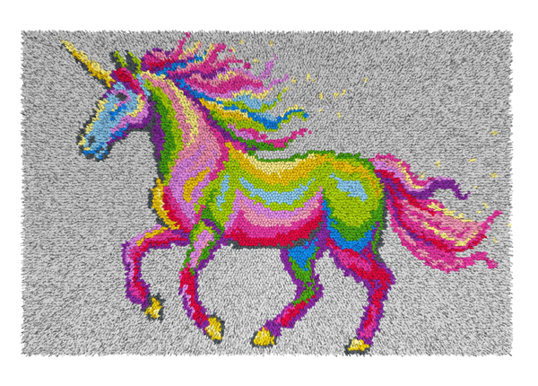 Unicorn Latch Hook Rug Making Kit. Orchidea, 50x74cm