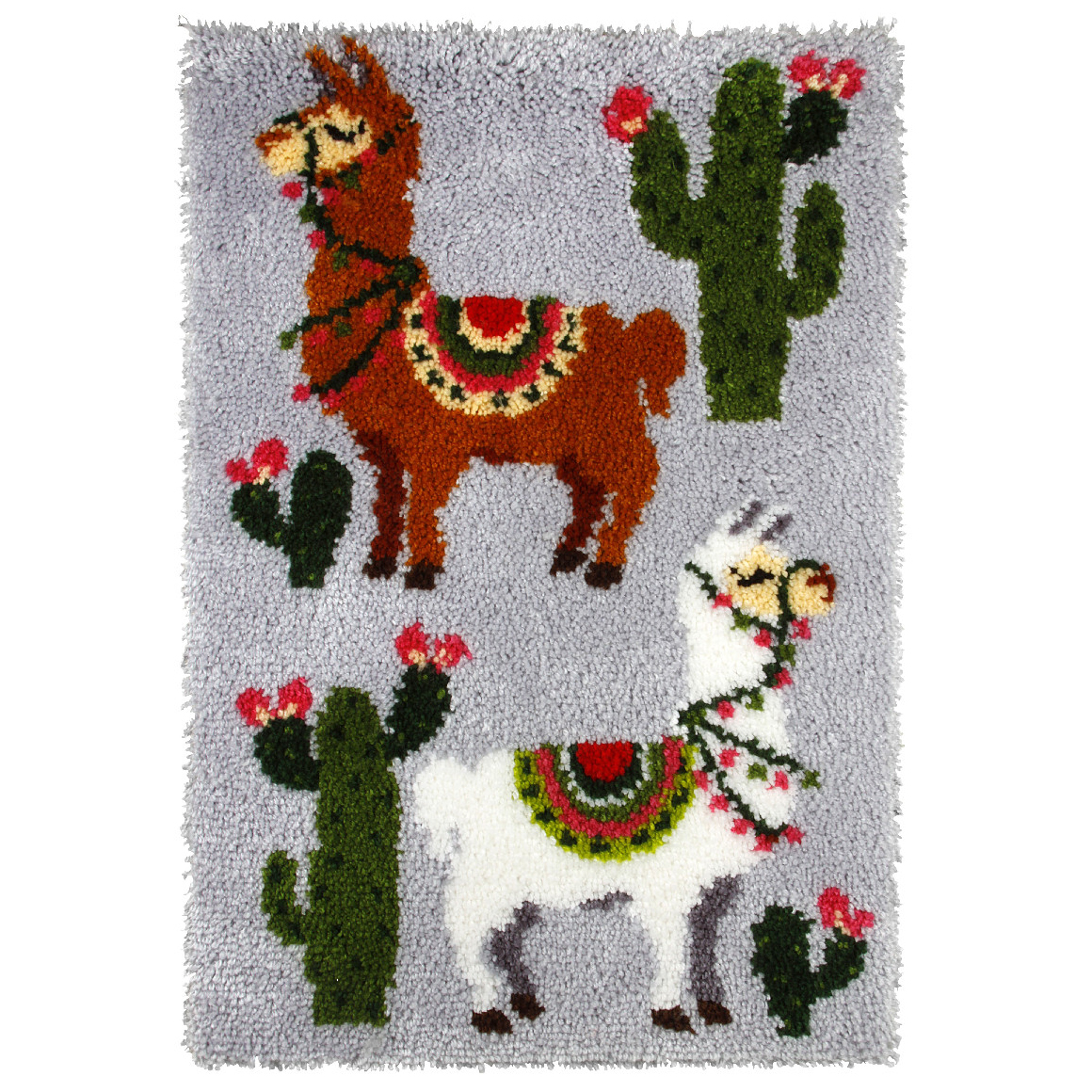 Llamas Latch Hook Rug Making Kit. Orchidea, 50x74cm