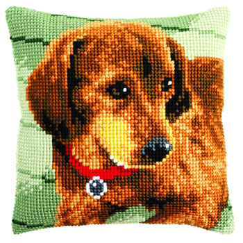 Dachshund Puppy Chunky Cross Stitch Cushion Front Kit