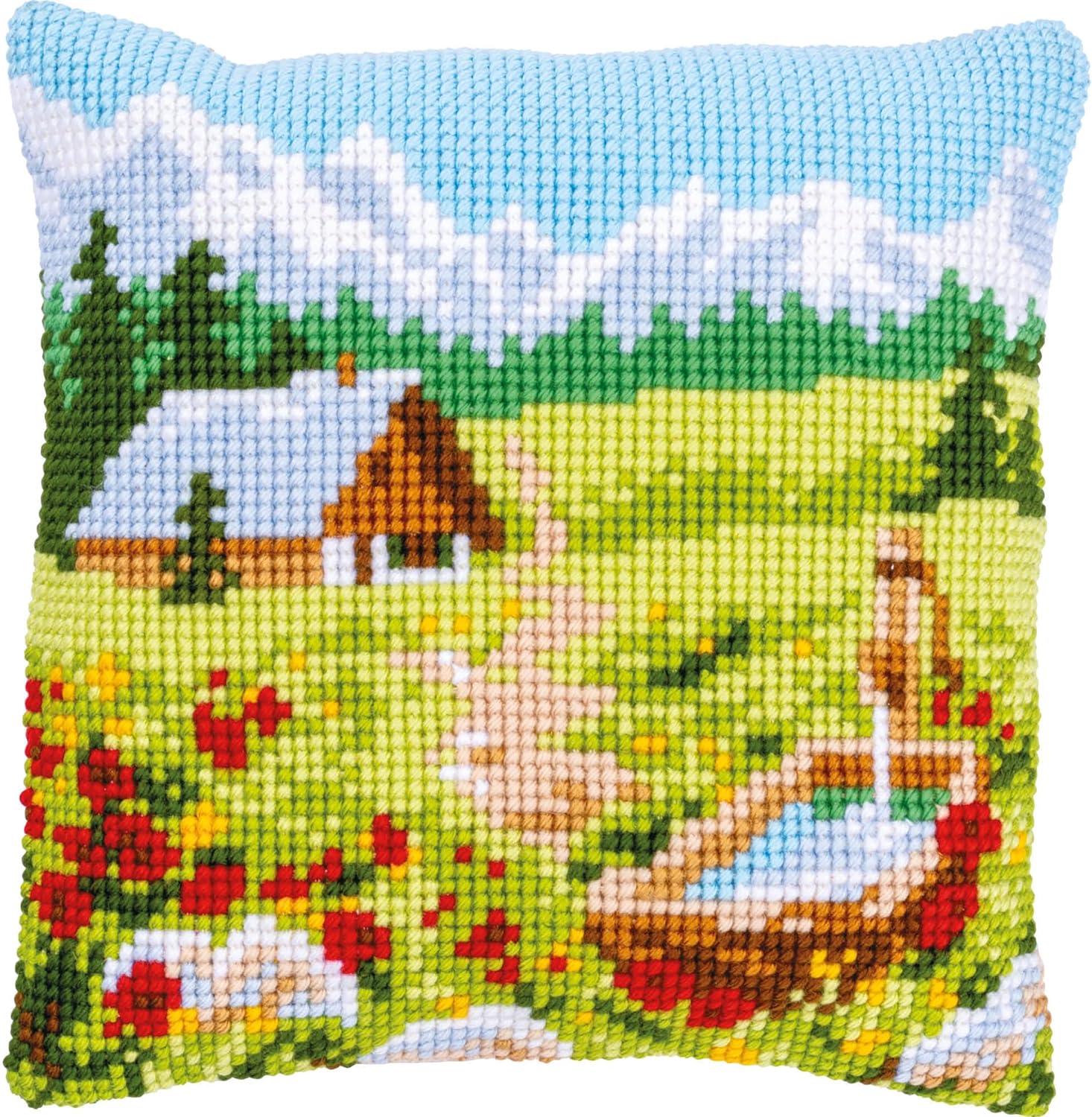 Mountain Meadow Chunky Cross Stitch Cushion Front Kit 40x40cm