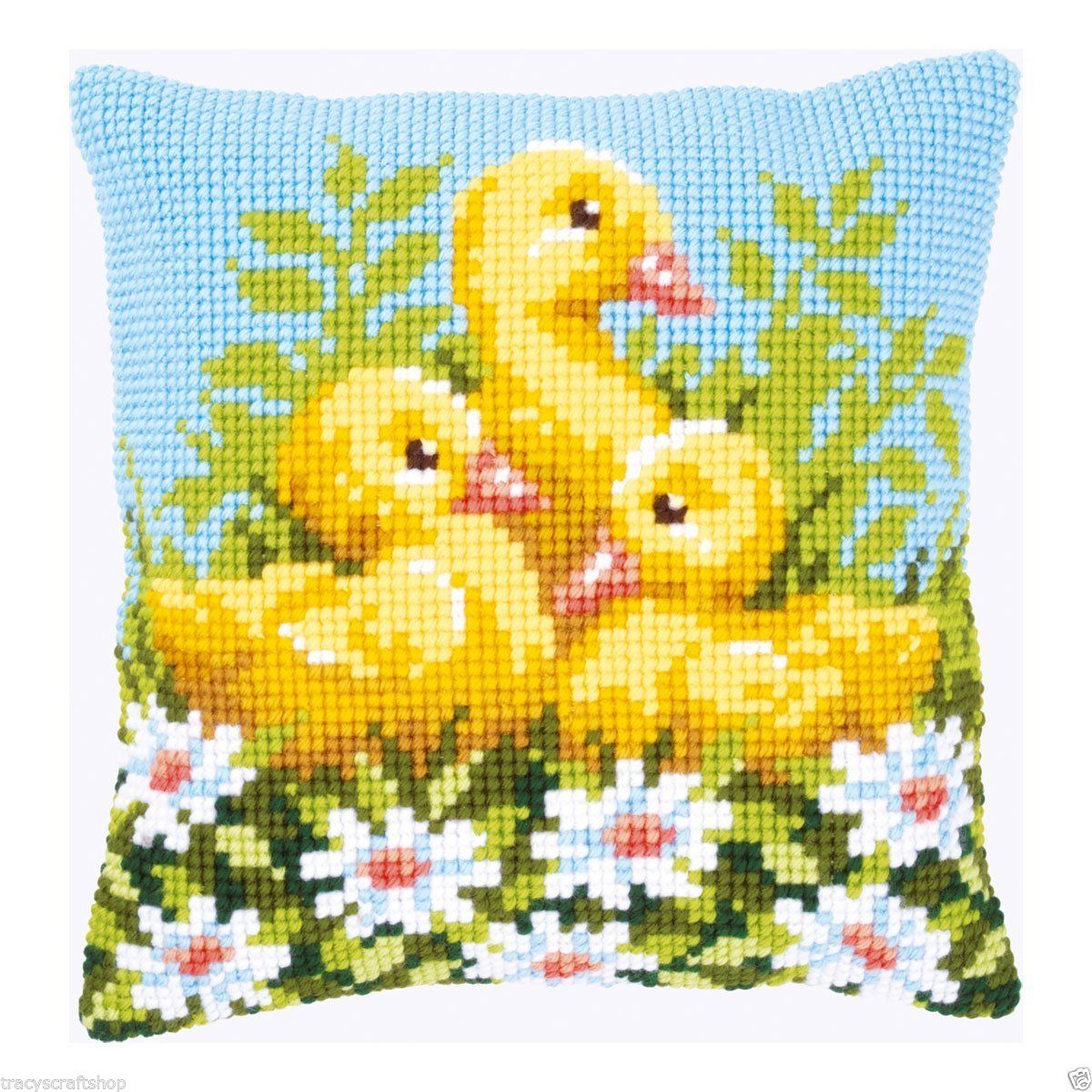 Ducklings Chunky Cross Stitch Cushion Front Kit 40x40cm