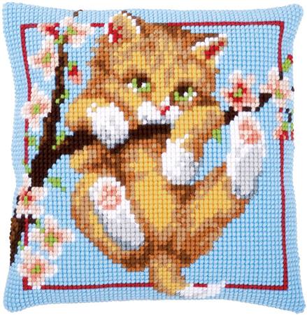 Kitten In Tree Chunky Cross Stitch Cushion Front Kit