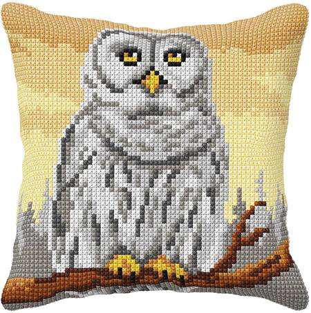White Owl Chunky Cross Stitch Cushion Front Kit