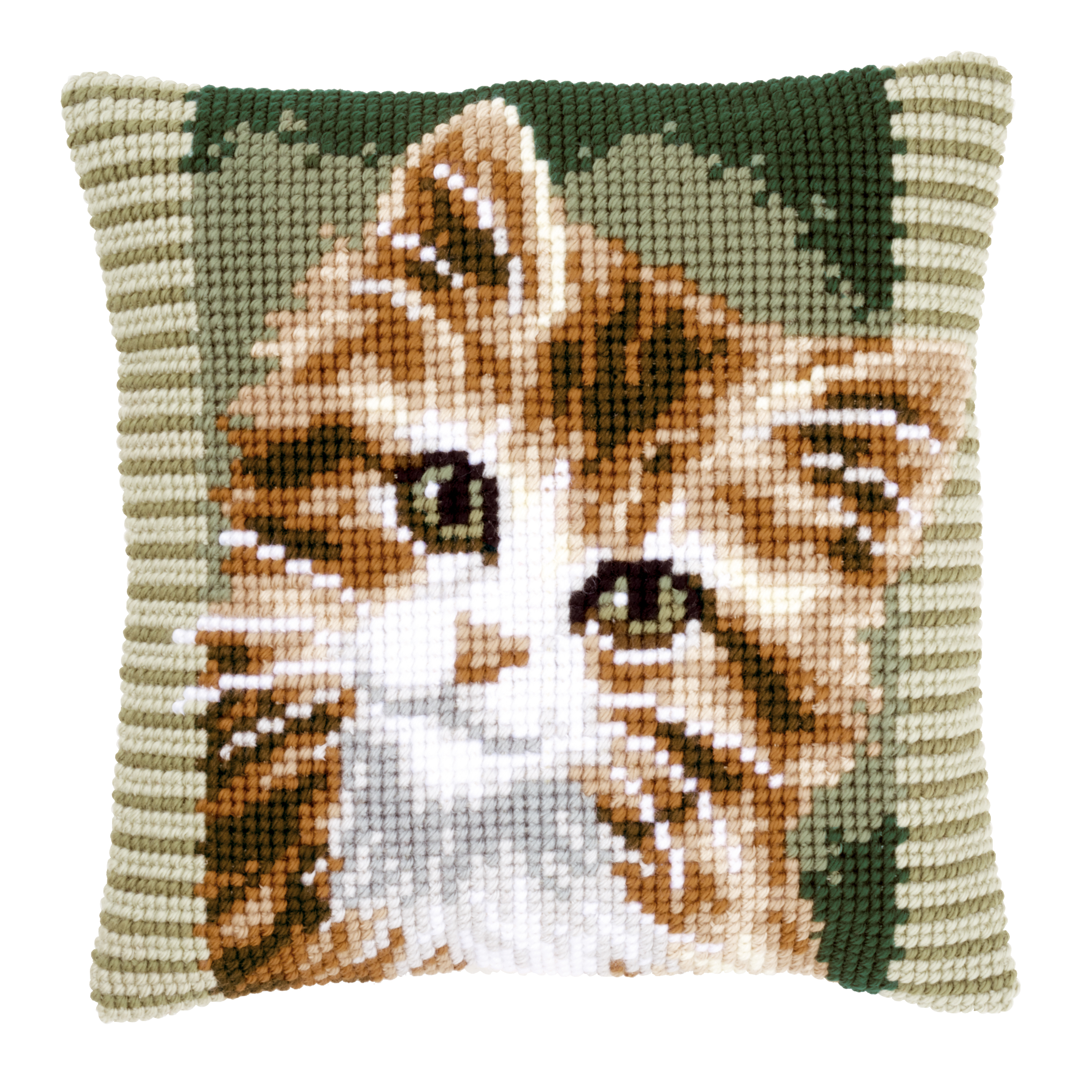 Brown Cat Chunky Cross Stitch Cushion Front Kit