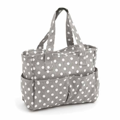 Vinyl Knitting Bag Craft Storage Bag - Grey Spot