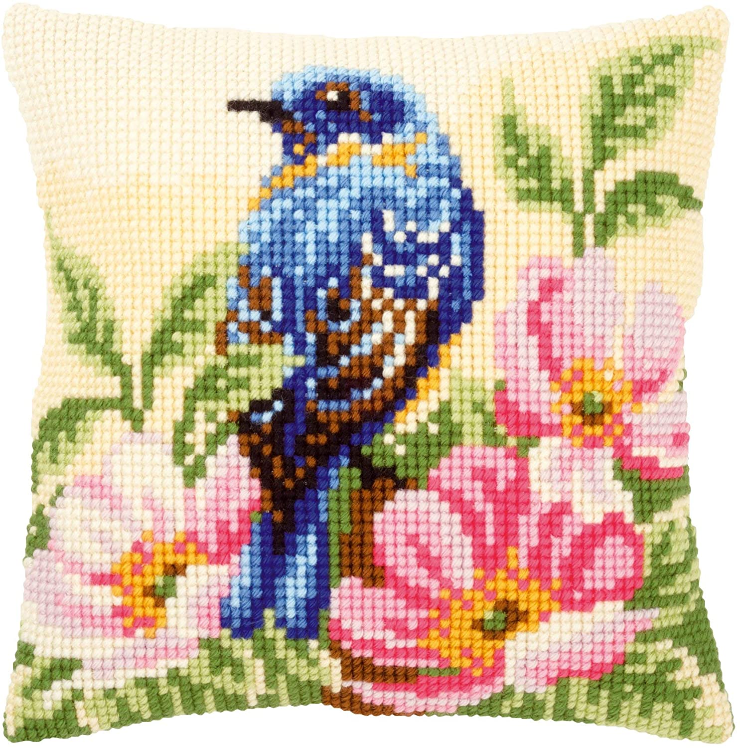 Bird On A Rose Chunky Cross Stitch Cushion Front Kit 40x40cm