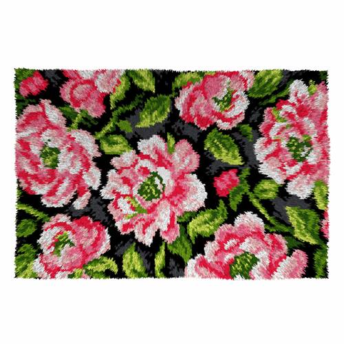 Pink Roses Latch Hook Rug Making Kit. Orchidea, 50x74cm