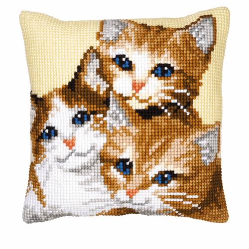 Kittens Chunky Cross Stitch Cushion Front Kit 40x40cm