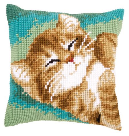 Ginger Kitten Printed Chunky Cross Stitch Cushion Front Kit PN-0