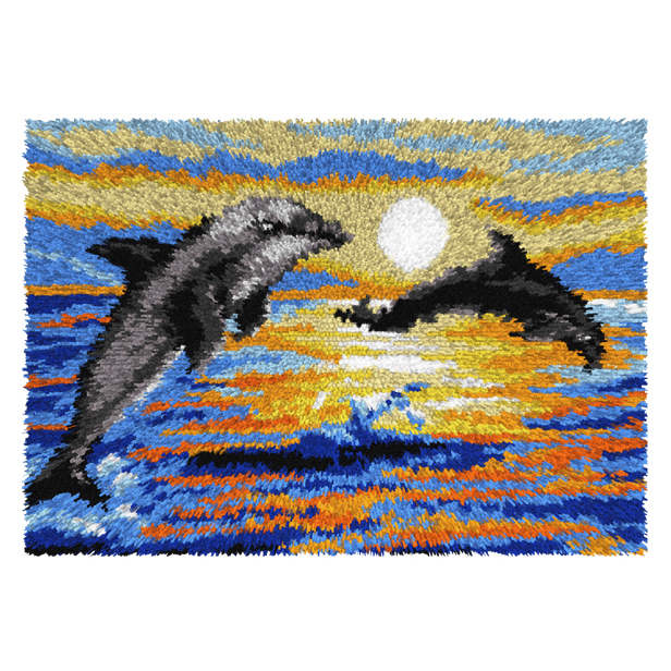 Dolphins  Printed  Latch Hook Kit 50x74cm Orchidea