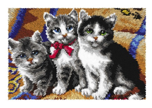 Three Kittens Latch Hook Rug Making Kit. Orchidea, 50x74cm Pr