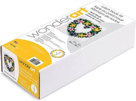 NEW Heart Wreath Latch Hook Kit by Caron 12x12" Plain Canvas