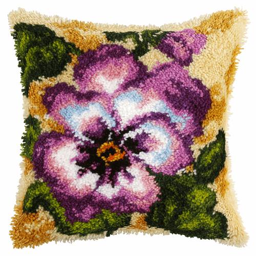 Pansy Latch Hook Cushion Front Kit. Orchidea, 40x40cm Print