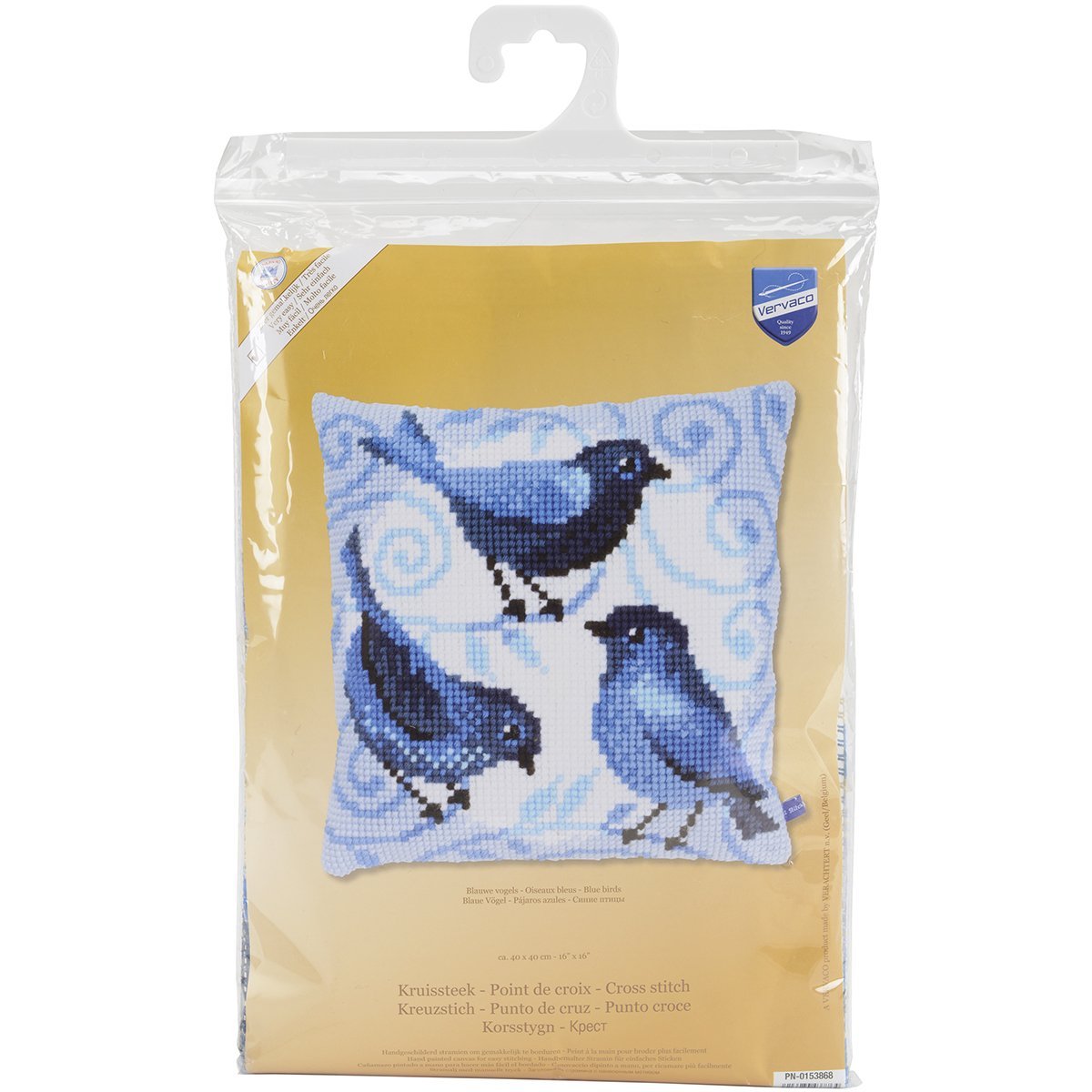 Bluebirds Chunky Cross Stitch Cushion Front Kit 40x40cm