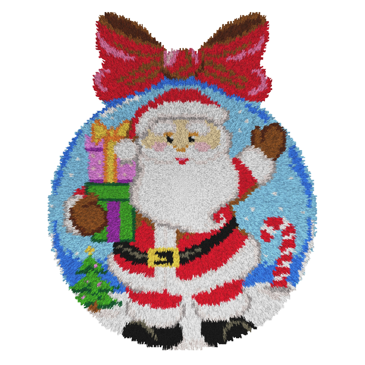 Father Christmas Bauble Printed Latch Hook Kit 50x54cm Round